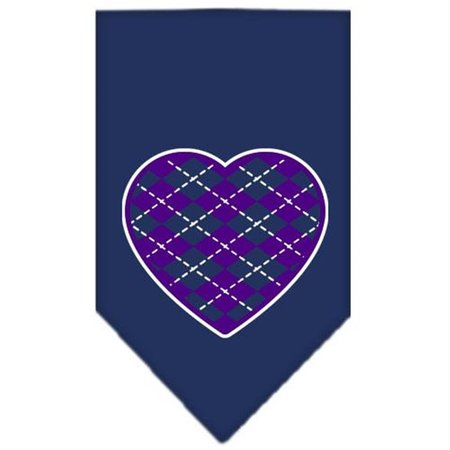 UNCONDITIONAL LOVE Argyle Heart Purple Screen Print Bandana Navy Blue Small UN812542